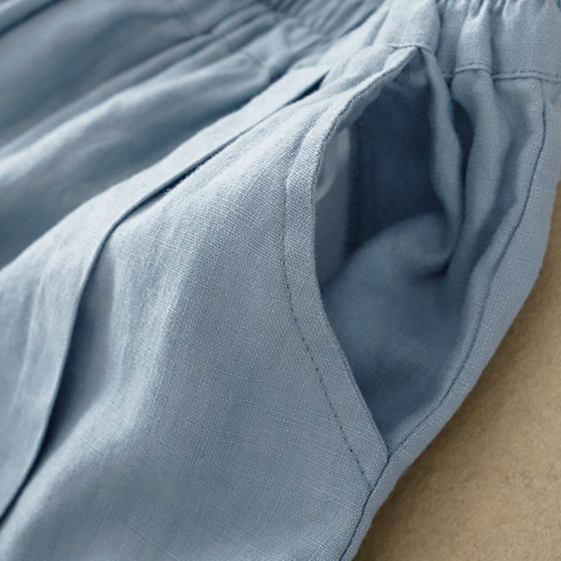 Casual Solid Color Women's Cotton Shorts With Pockets - Image 22