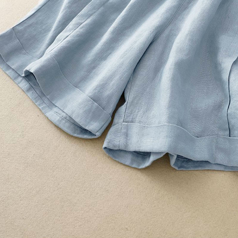 Casual Solid Color Women's Cotton Shorts With Pockets - Image 21