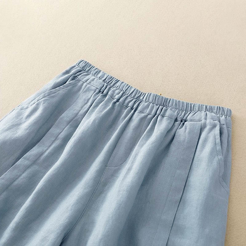 Casual Solid Color Women's Cotton Shorts With Pockets - Image 23