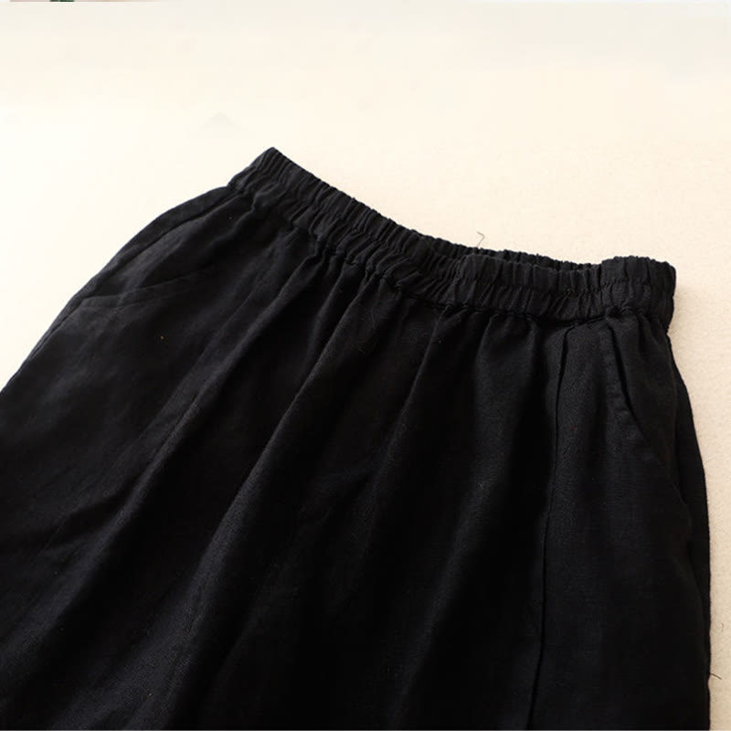 Casual Solid Color Women's Cotton Shorts With Pockets - Image 29