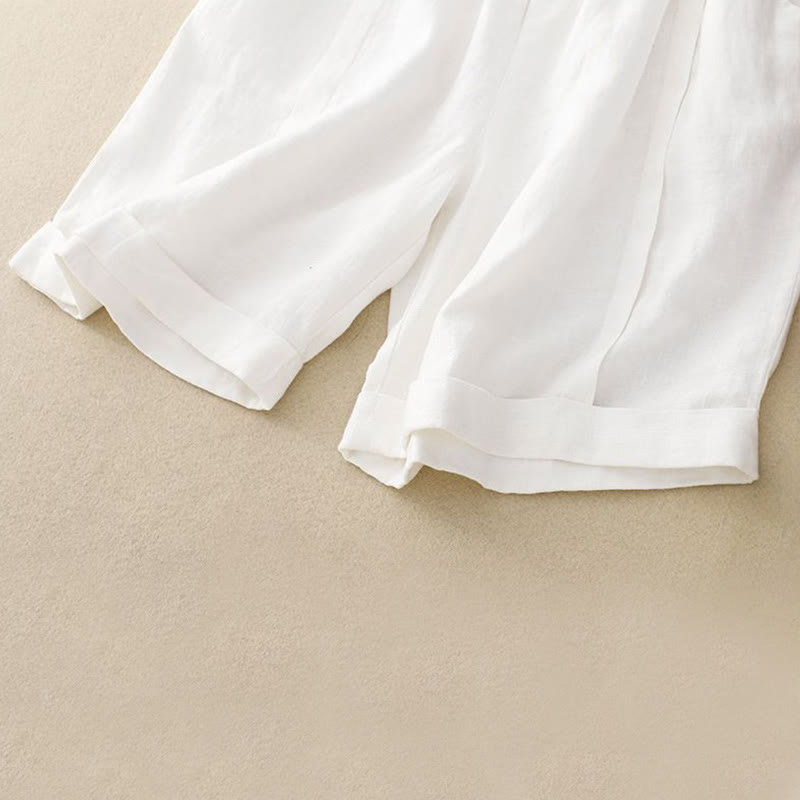 Casual Solid Color Women's Cotton Shorts With Pockets - Image 35