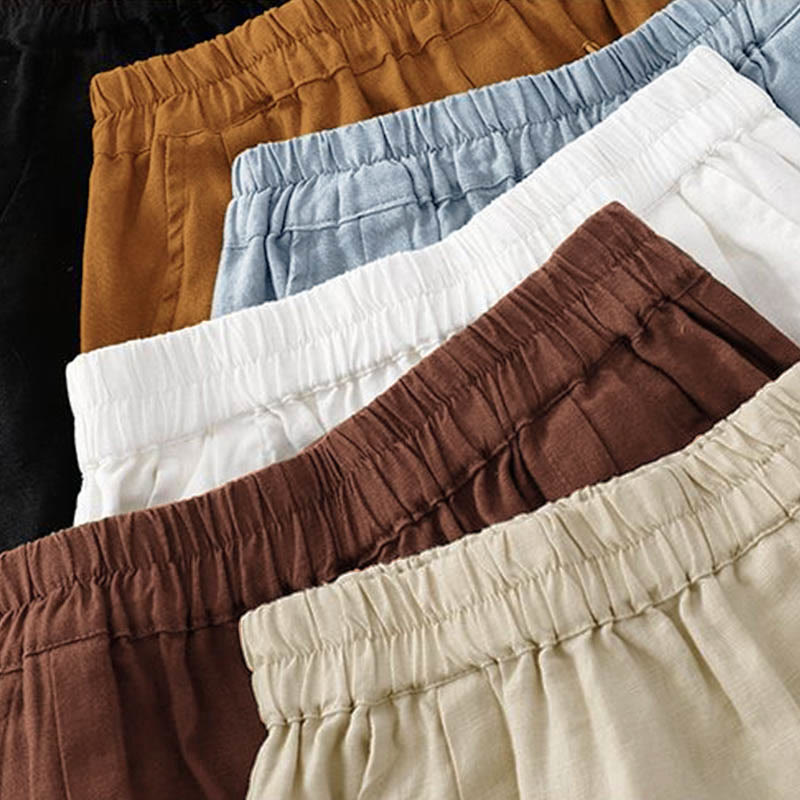 Casual Solid Color Women's Cotton Shorts With Pockets - Image 38