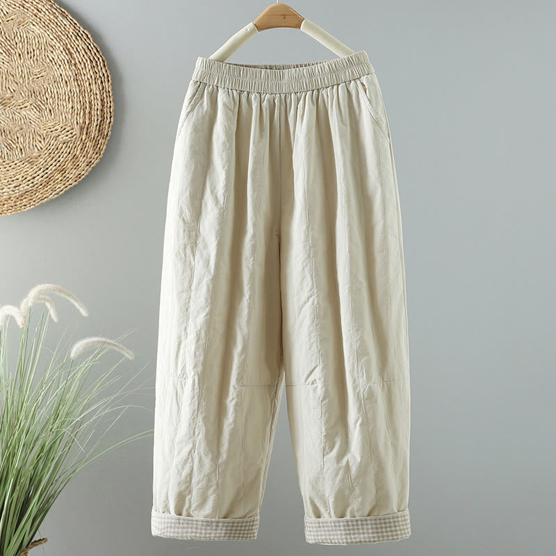 Winter Plain Women's Harem Cotton Ankle-Length Pants With Pockets - Image 7