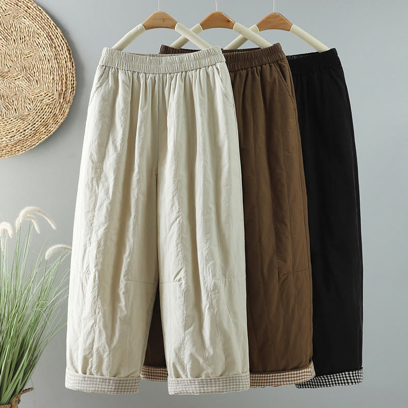 Winter Plain Women's Harem Cotton Ankle-Length Pants With Pockets - Image 24