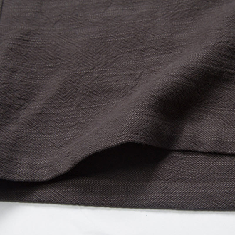 Winter Solid Color Long Sleeve Open Front Jacket Men's Cotton Kimono - Image 10