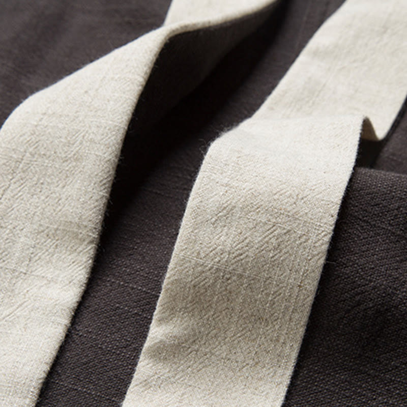 Winter Solid Color Long Sleeve Open Front Jacket Men's Cotton Kimono - Image 7