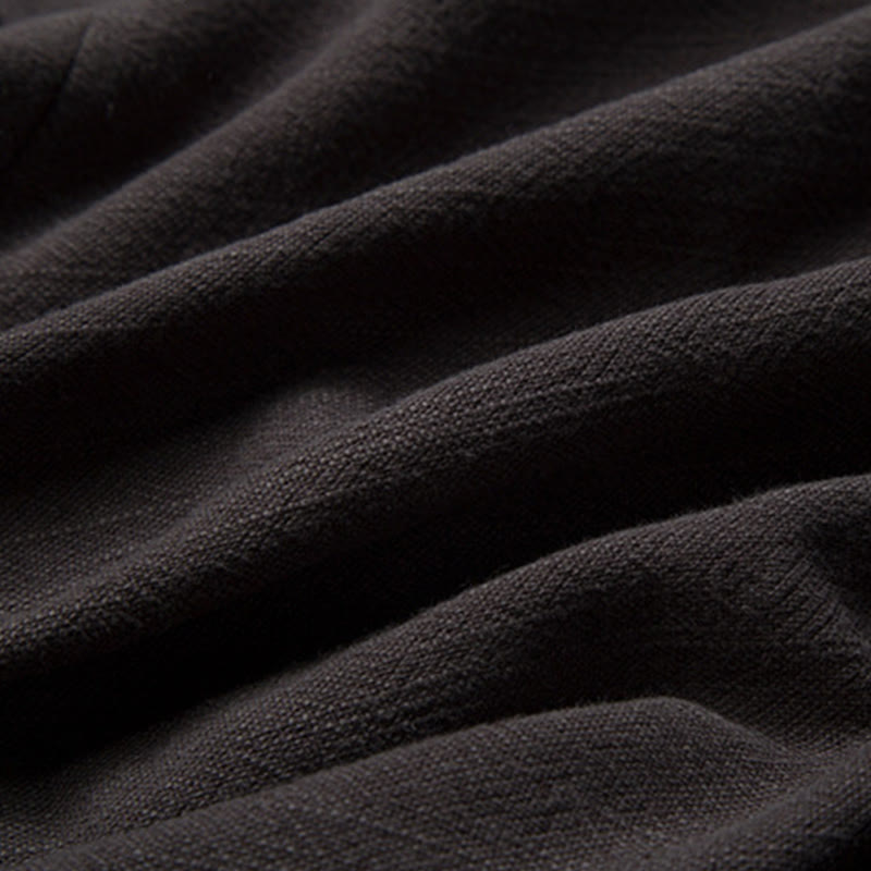 Winter Solid Color Long Sleeve Open Front Jacket Men's Cotton Kimono - Image 9