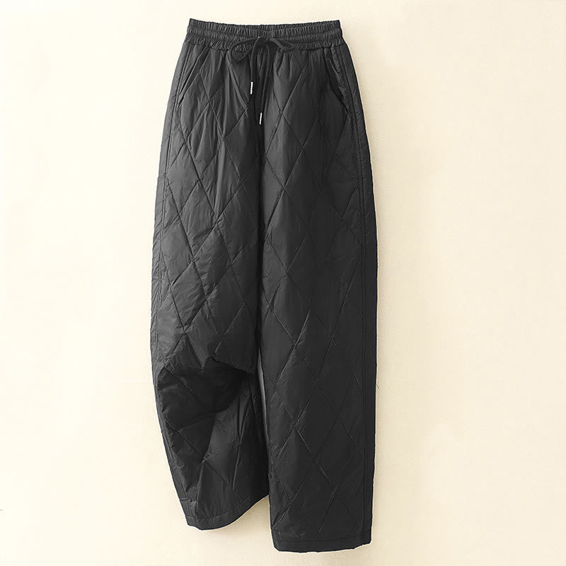 Casual High Waist Drawstring Design Women's Wide Leg Cotton Pants With Pockets - Image 5