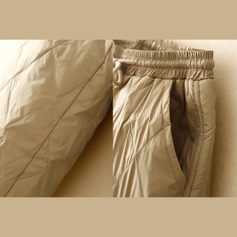 Casual High Waist Drawstring Design Women's Wide Leg Cotton Pants With Pockets - Image 3