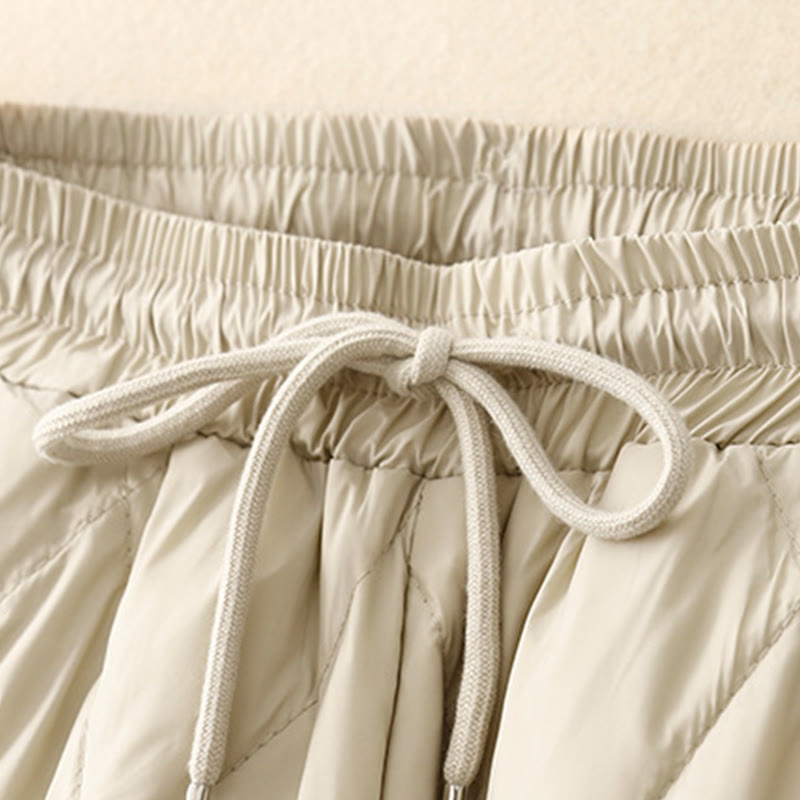 Casual High Waist Drawstring Design Women's Wide Leg Cotton Pants With Pockets - Image 10