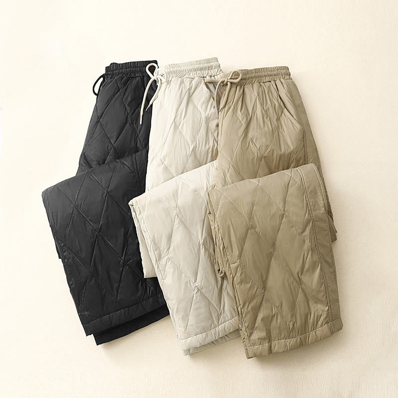 Casual High Waist Drawstring Design Women's Wide Leg Cotton Pants With Pockets - Image 16