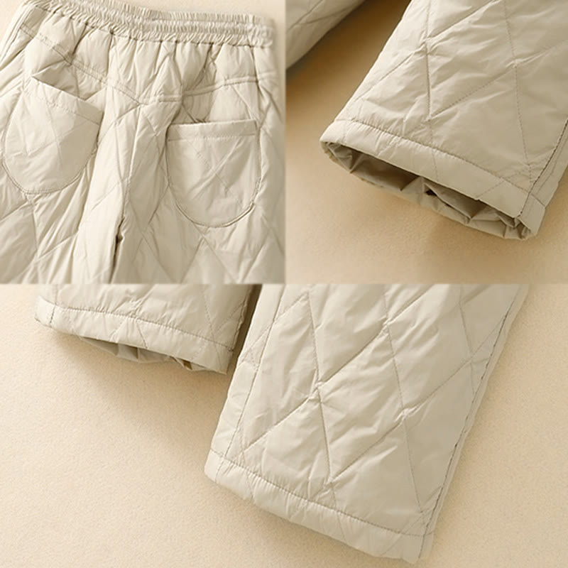 Casual High Waist Drawstring Design Women's Wide Leg Cotton Pants With Pockets - Image 14