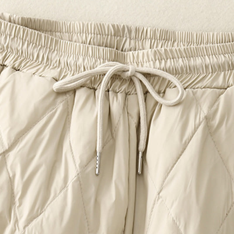 Casual High Waist Drawstring Design Women's Wide Leg Cotton Pants With Pockets - Image 12