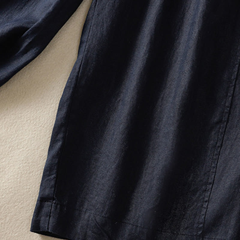 Commute Plain Design Drawstring Cotton Linen Women's Wide Leg Pants With Pockets - Image 19