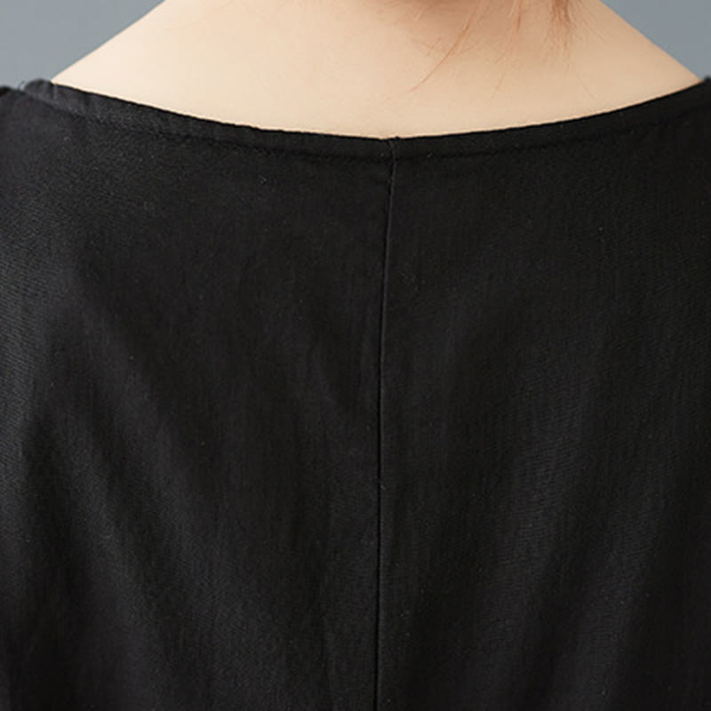 Spring Double Layer Design Cotton Long Sleeve Women's Midi Dress - Image 10