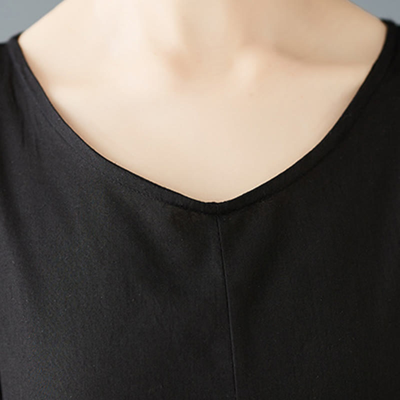 Spring Double Layer Design Cotton Long Sleeve Women's Midi Dress - Image 9