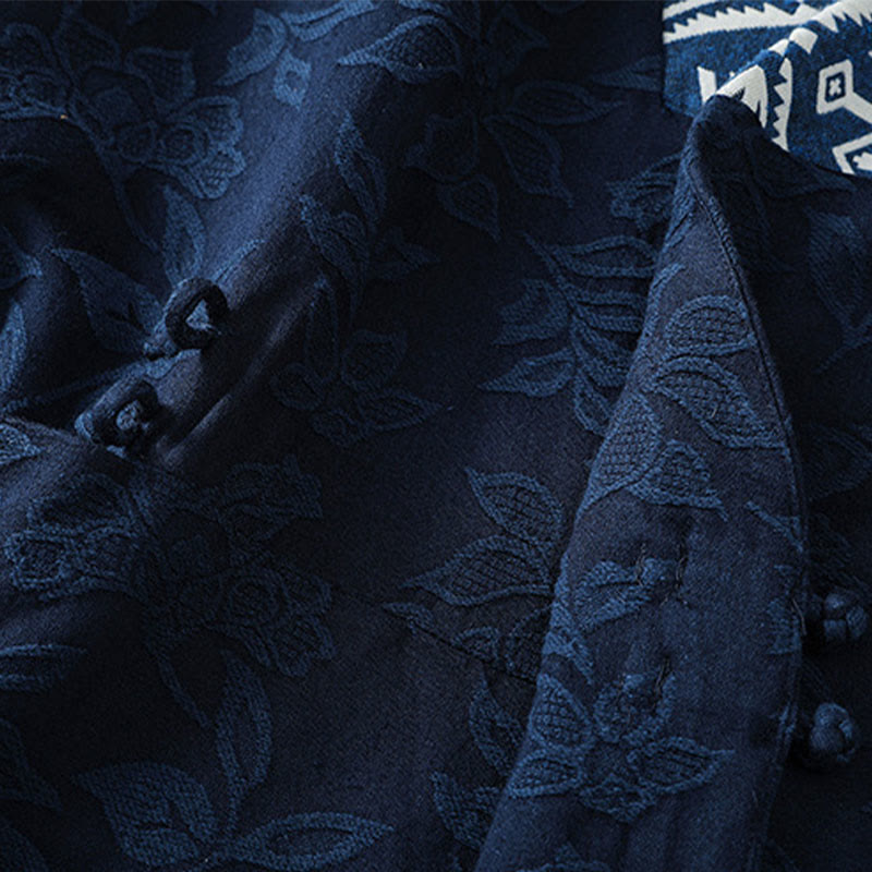 Casual Jacquard Frog-Button Women's Cotton Linen Long Sleeve Shirt - Image 10