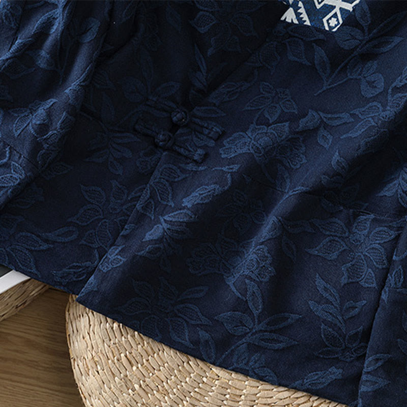 Casual Jacquard Frog-Button Women's Cotton Linen Long Sleeve Shirt - Image 9