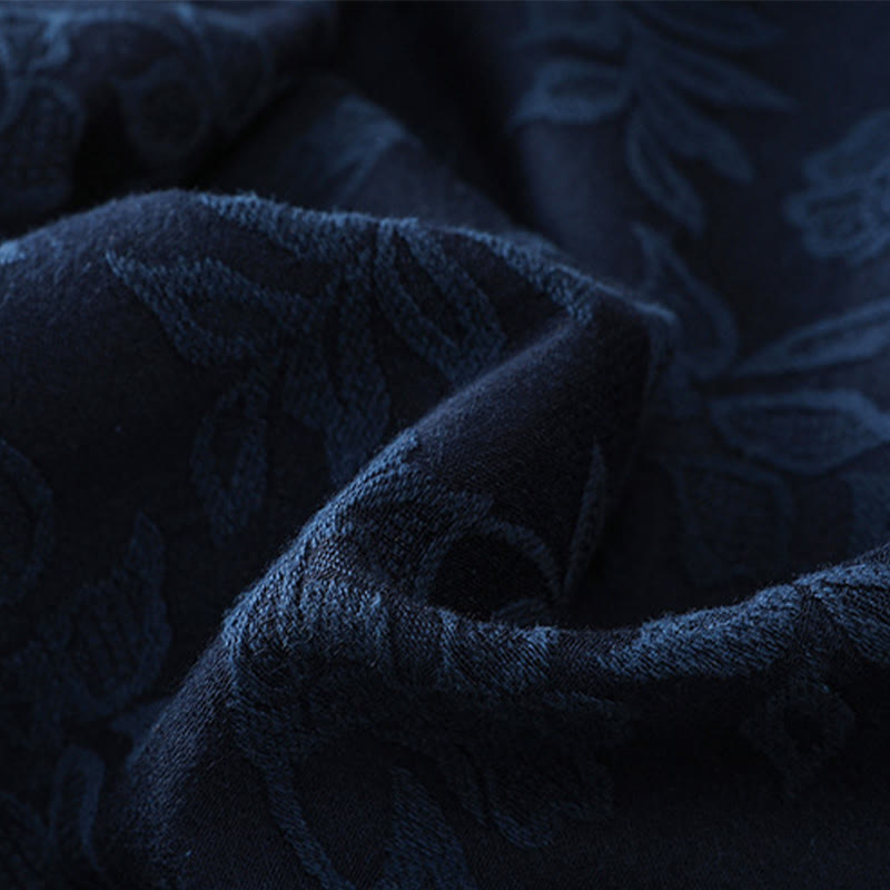 Casual Jacquard Frog-Button Women's Cotton Linen Long Sleeve Shirt - Image 12