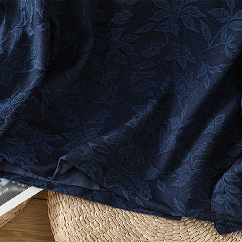 Casual Jacquard Frog-Button Women's Cotton Linen Long Sleeve Shirt - Image 7