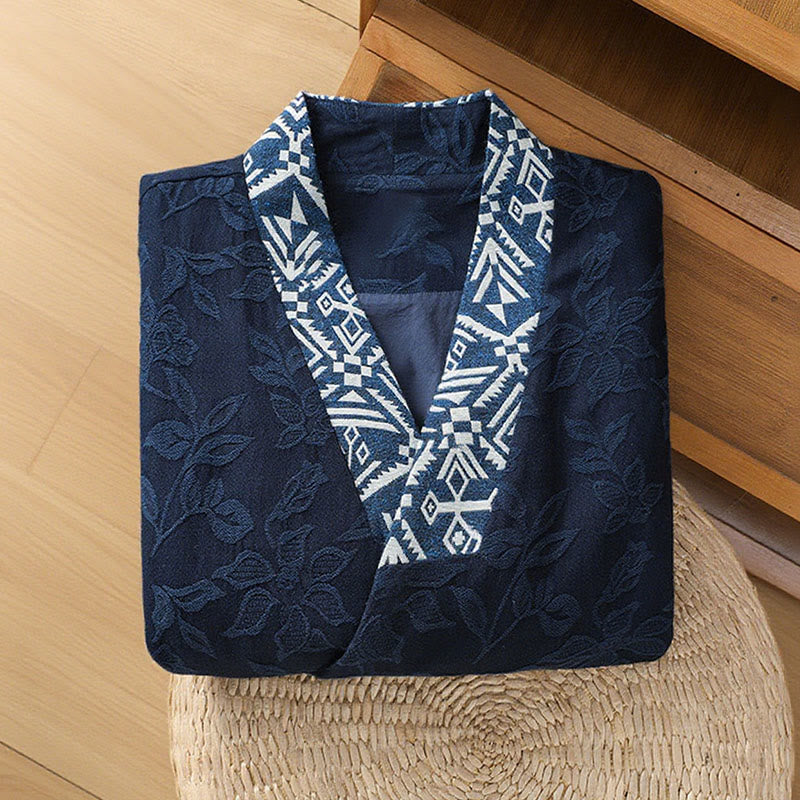 Casual Jacquard Frog-Button Women's Cotton Linen Long Sleeve Shirt - Image 4