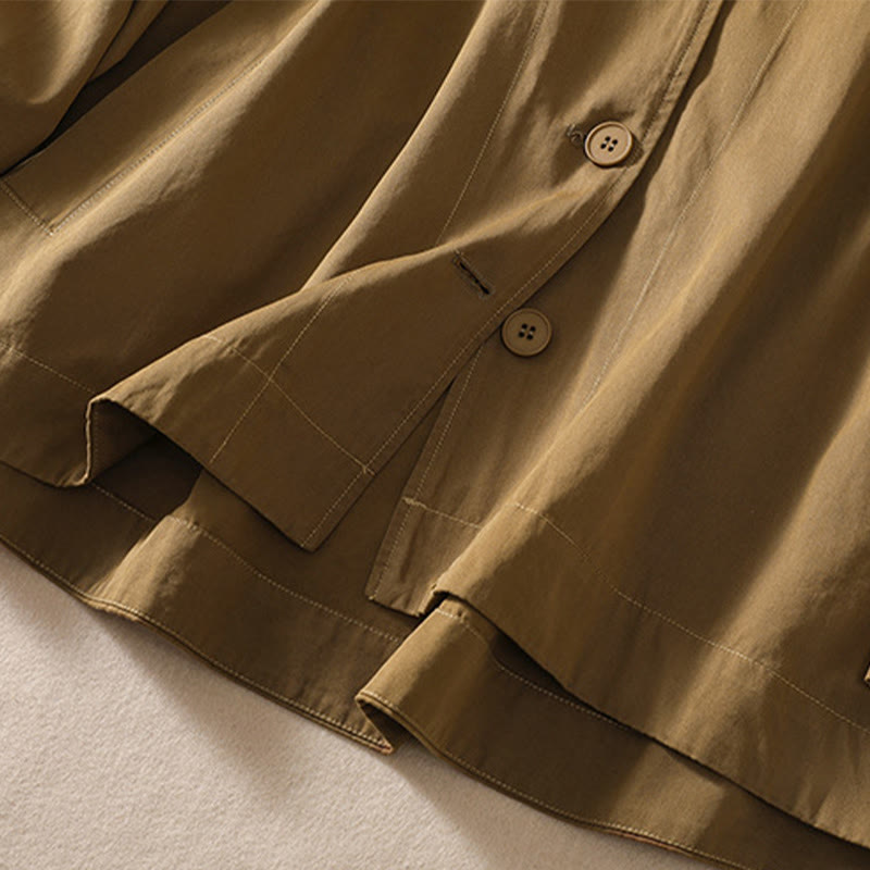 Pure Color Hooded Women's Long Sleeve Cotton Jacket With Pockets - Image 5