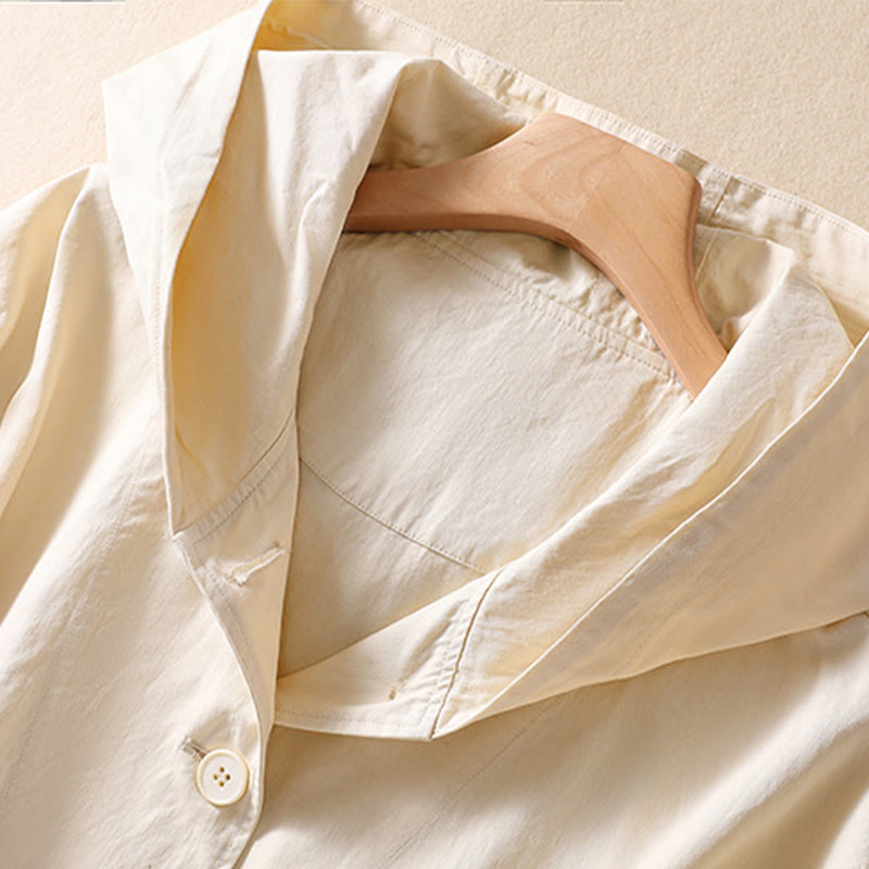 Pure Color Hooded Women's Long Sleeve Cotton Jacket With Pockets - Image 9