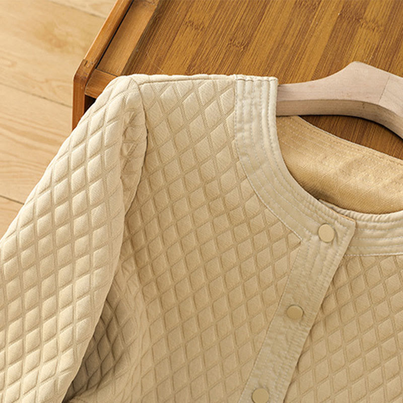 Retro Plain Women's Cotton Long Sleeve Jacket With Pockets - Image 3