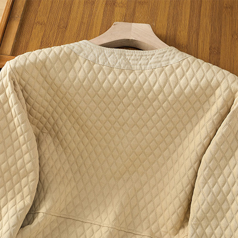 Retro Plain Women's Cotton Long Sleeve Jacket With Pockets - Image 5