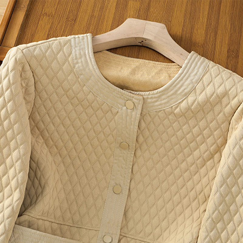 Retro Plain Women's Cotton Long Sleeve Jacket With Pockets - Image 4