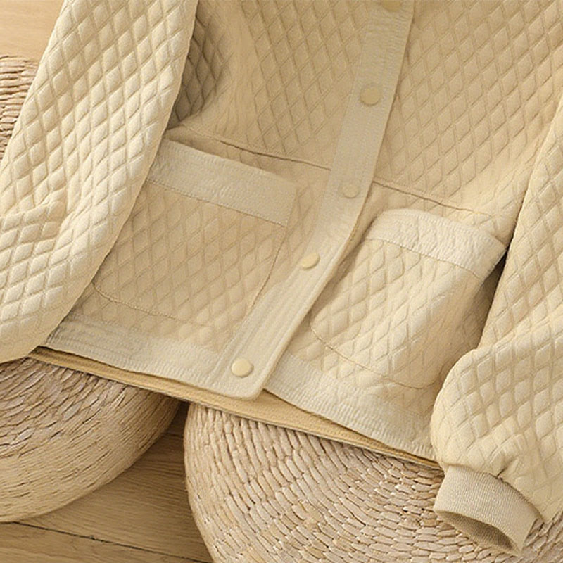 Retro Plain Women's Cotton Long Sleeve Jacket With Pockets - Image 7