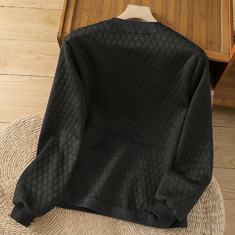 Retro Plain Women's Cotton Long Sleeve Jacket With Pockets - Image 16