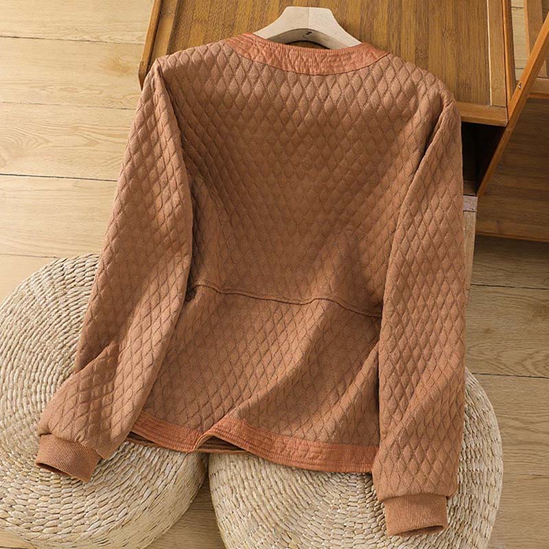 Retro Plain Women's Cotton Long Sleeve Jacket With Pockets - Image 23