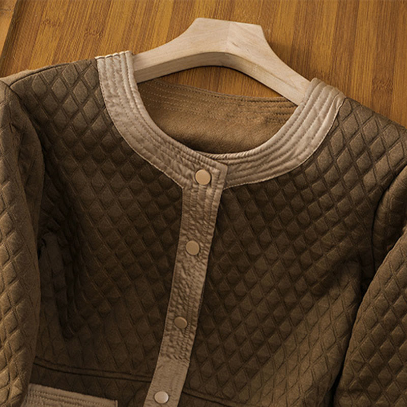 Retro Plain Women's Cotton Long Sleeve Jacket With Pockets - Image 31