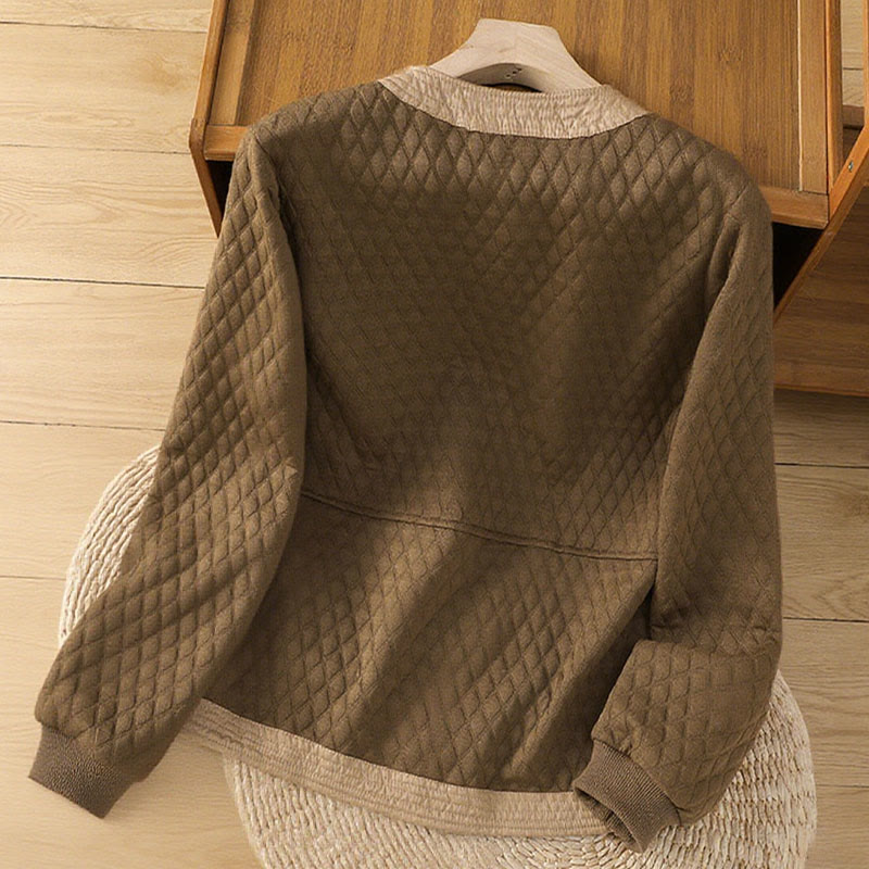 Retro Plain Women's Cotton Long Sleeve Jacket With Pockets - Image 30