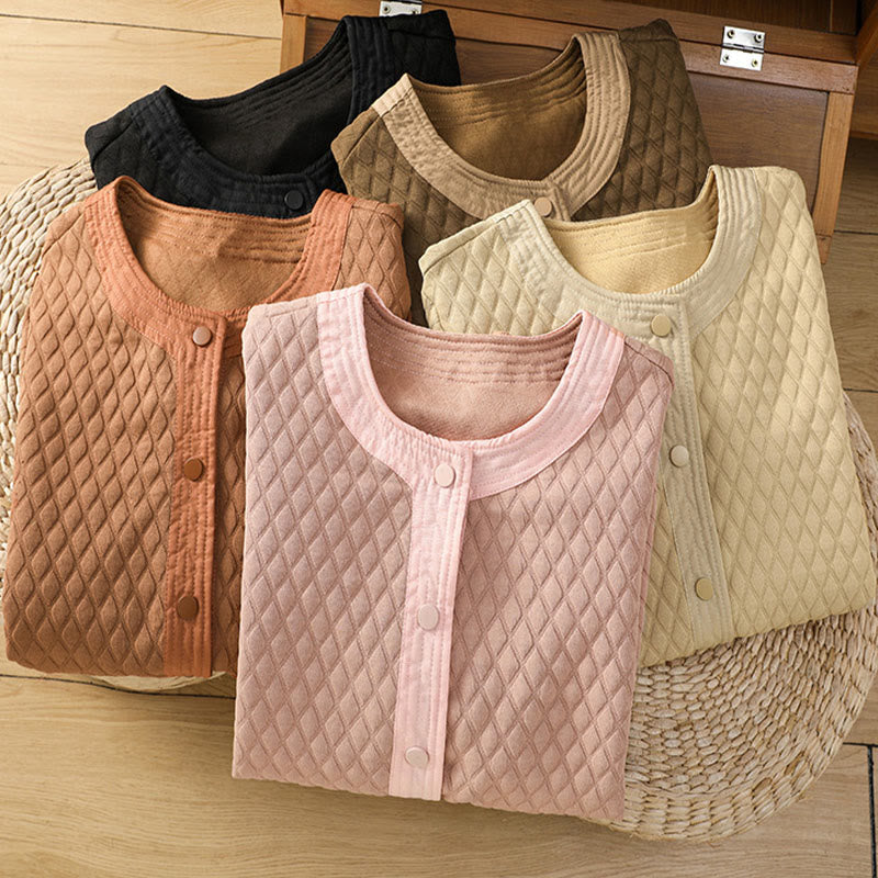 Retro Plain Women's Cotton Long Sleeve Jacket With Pockets - Image 38