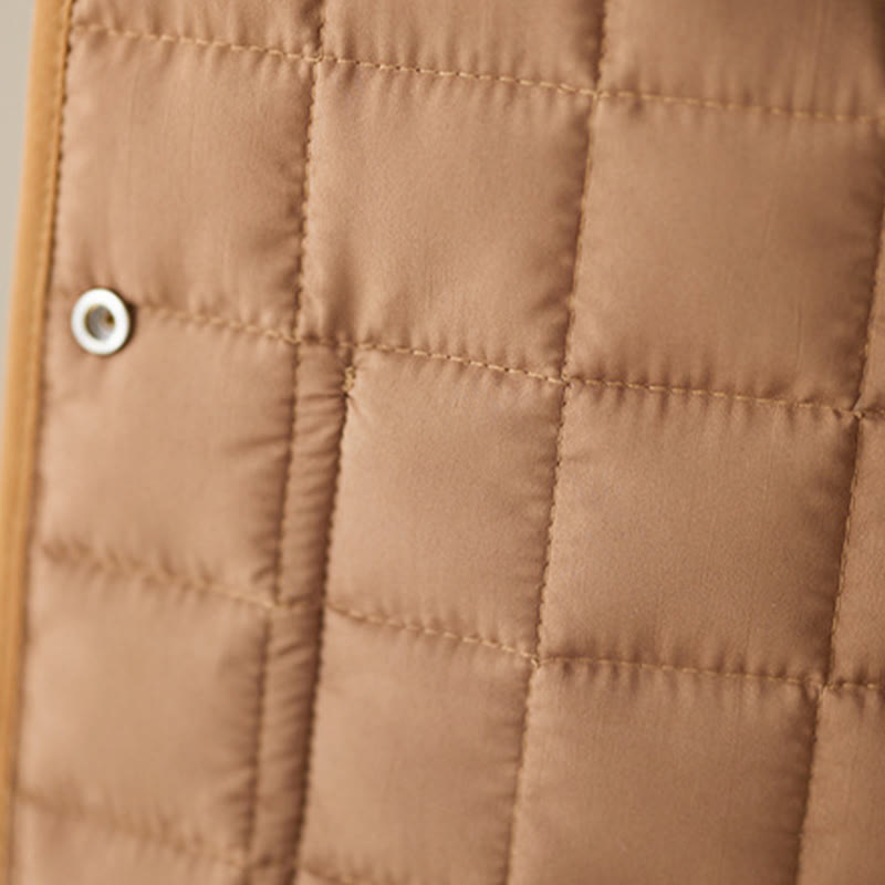 Retro Plain Women's Thick Cotton Long Sleeve Coat Jacket With Pockets - Image 31