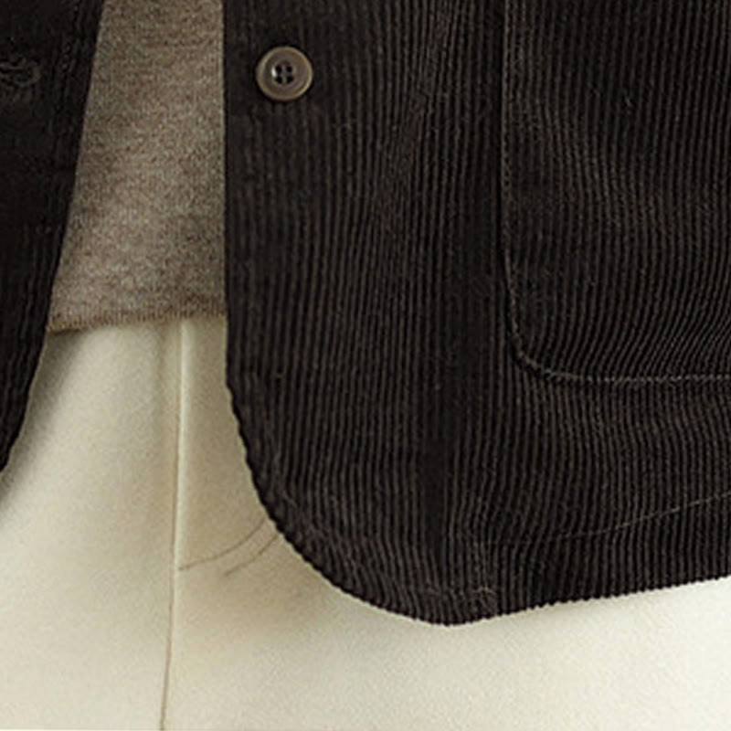 Corduroy Buttons Women's Sleeveless Cotton Vest Waistcoat With Pockets - Image 14