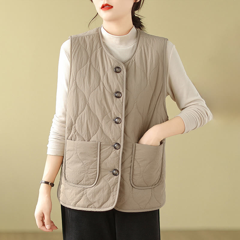 Double-sided Style Women's Viscose Fiber Sleeveless Vest Waistcoat With Pockets - Image 6