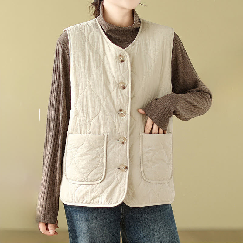 Double-sided Style Women's Viscose Fiber Sleeveless Vest Waistcoat With Pockets - Image 15