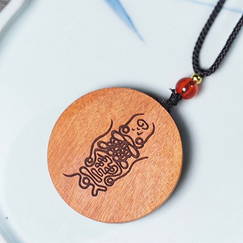 Lightning Struck Jujube Wood Yin Yang Bagua Luck Necklace Pendant - Image 13