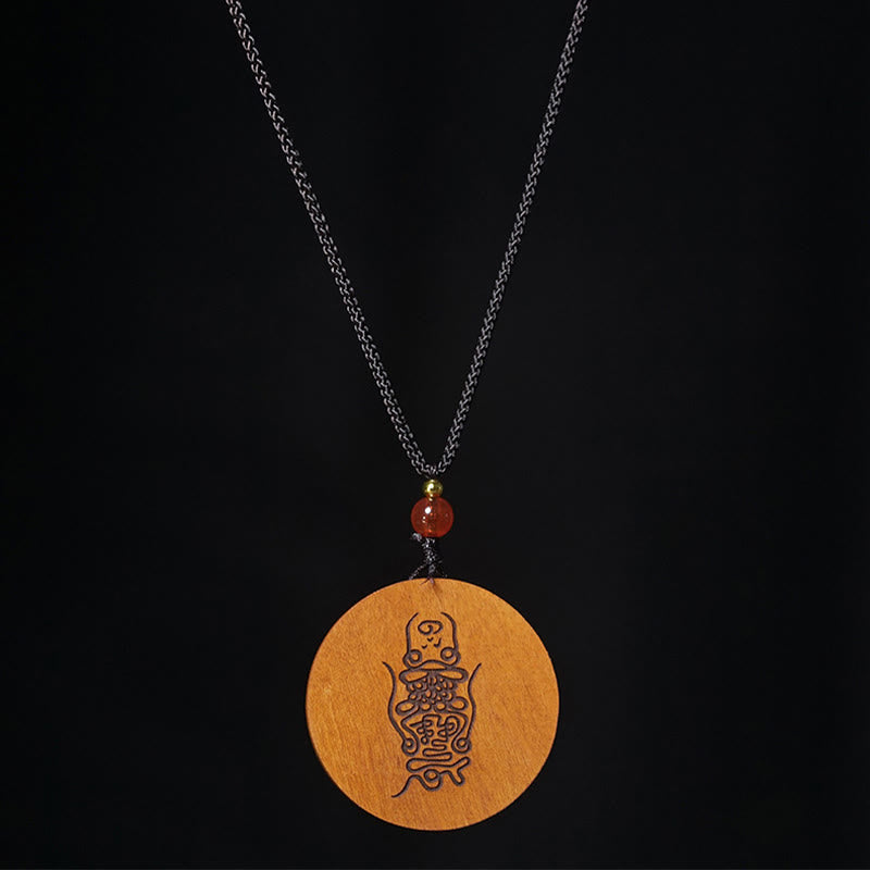 Lightning Struck Jujube Wood Yin Yang Bagua Luck Necklace Pendant - Image 11