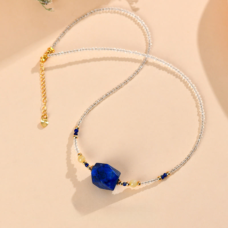 White Crystal Lazurite Healing Meditation Necklace Pendant - Image 3