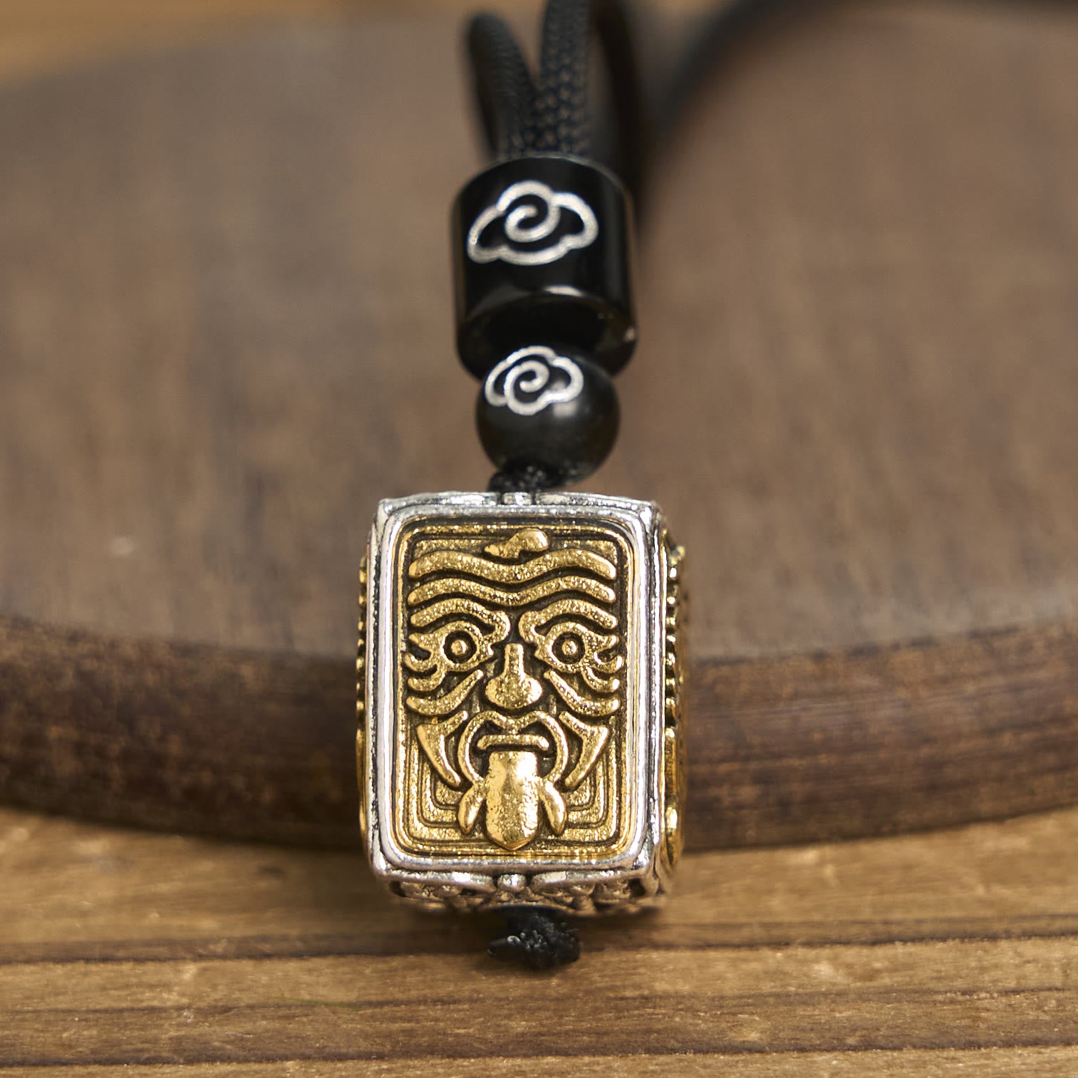 Tibetan Zakiram Goddess Of Wealth Protection Rope Square Necklace Pendant - Image 3