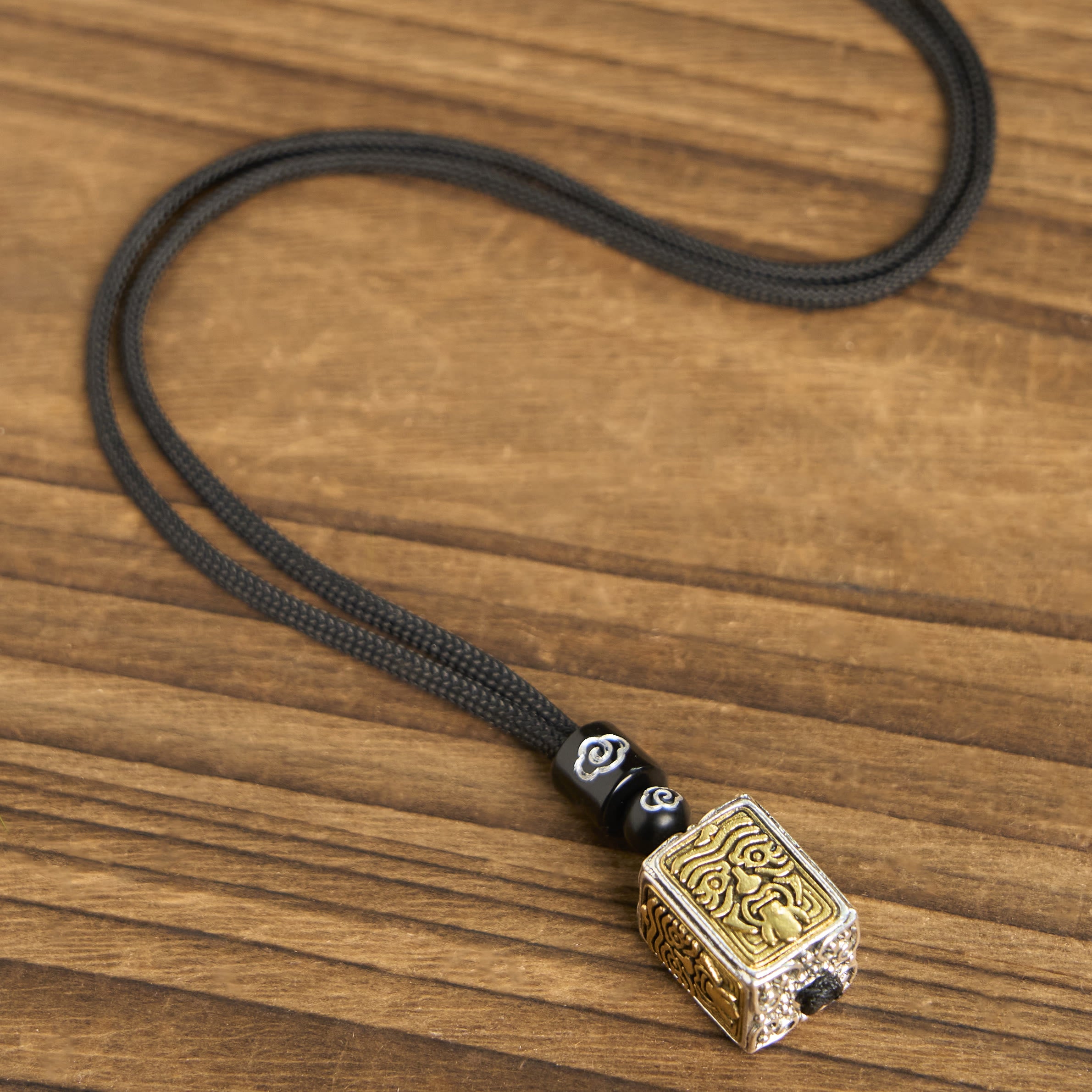 Tibetan Zakiram Goddess Of Wealth Protection Rope Square Necklace Pendant - Image 5