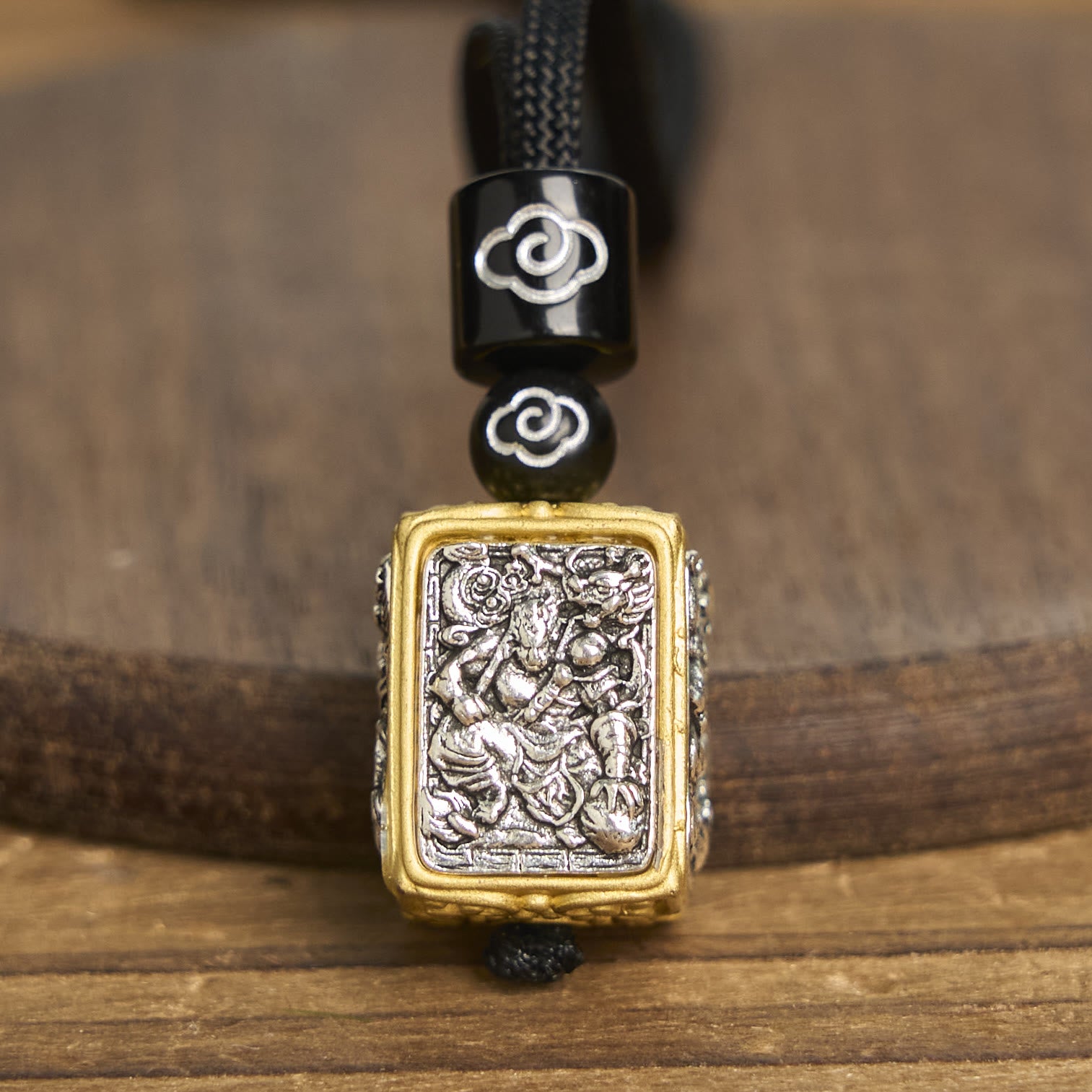 Tibetan Zakiram Goddess Of Wealth Protection Rope Square Necklace Pendant - Image 8