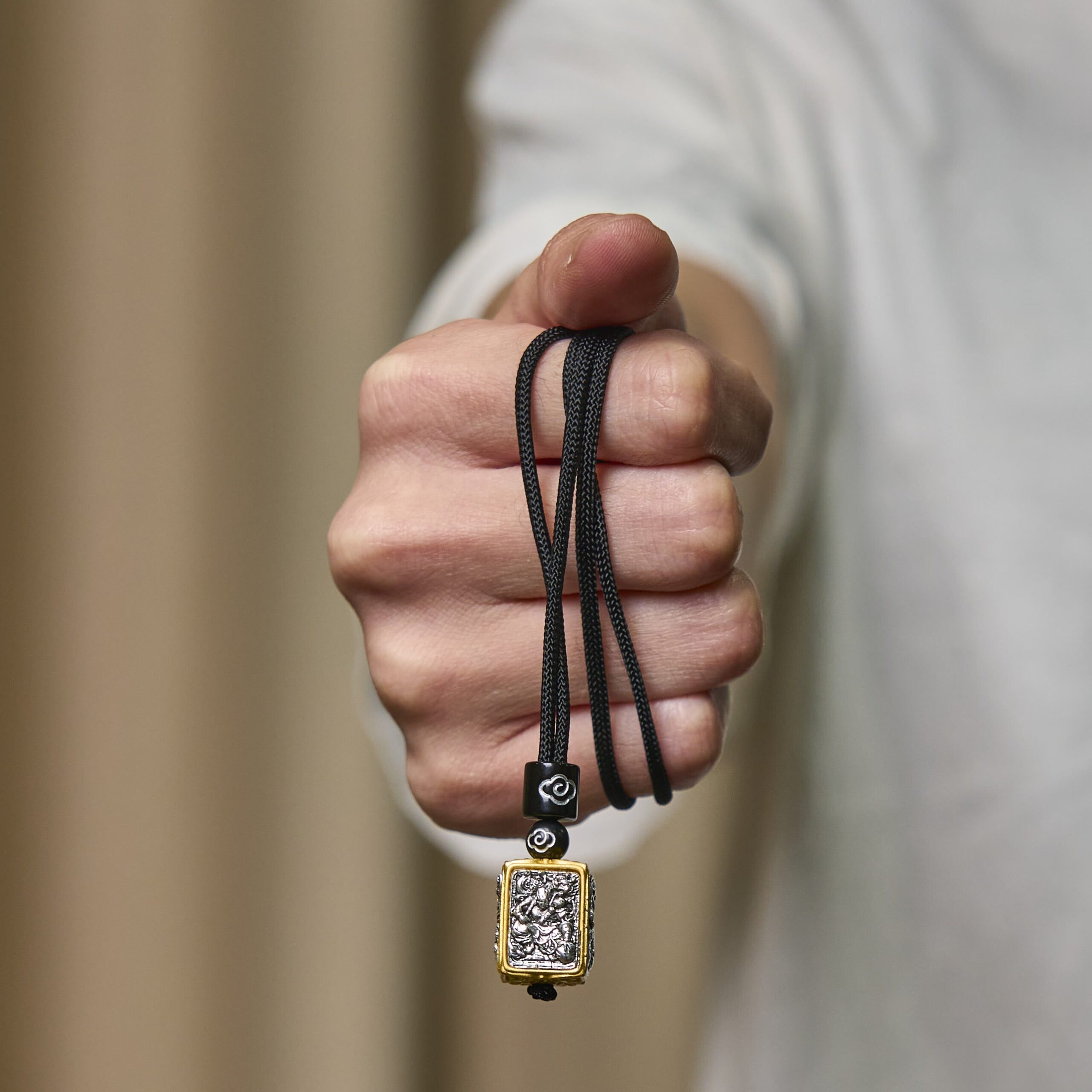 Tibetan Zakiram Goddess Of Wealth Protection Rope Square Necklace Pendant - Image 11