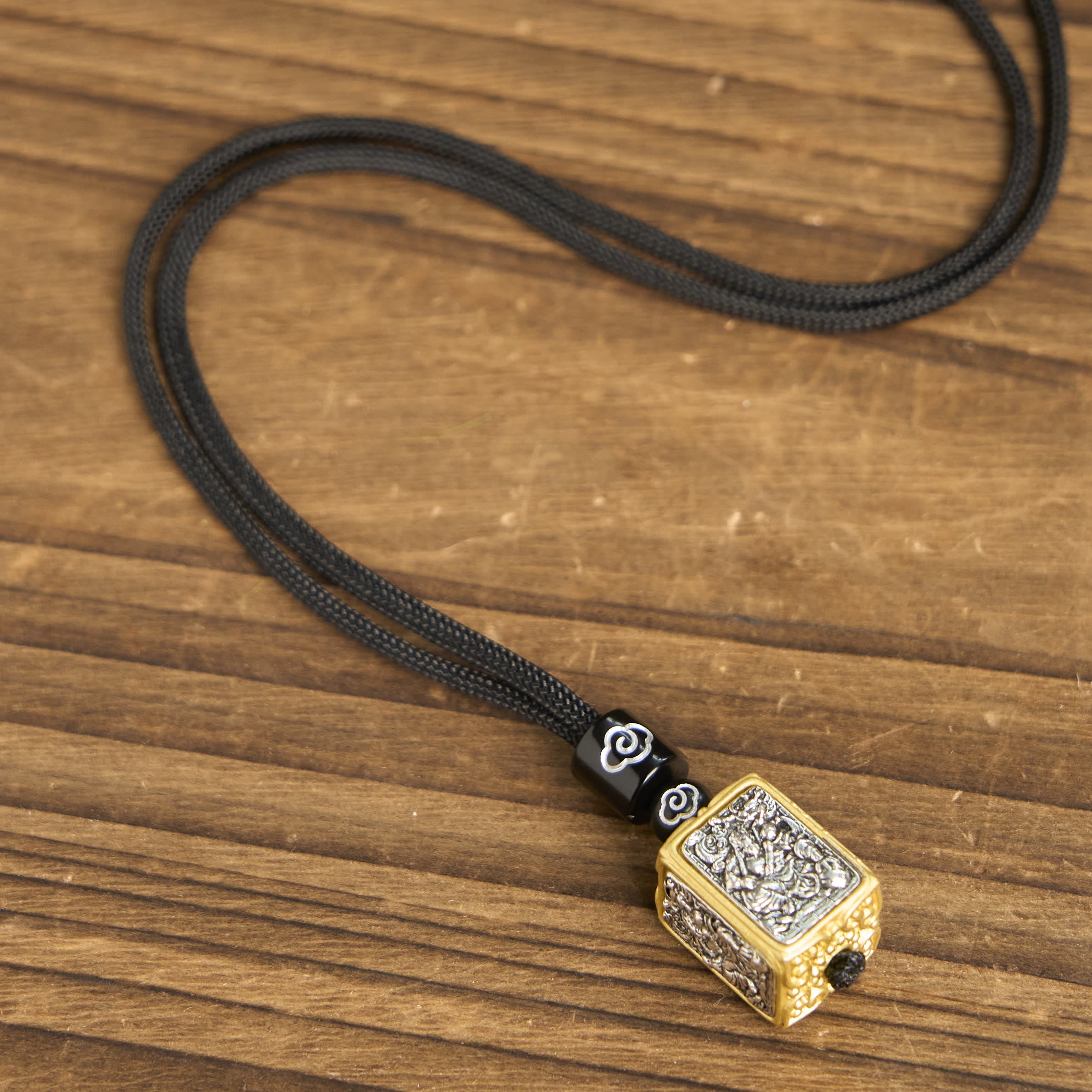 Tibetan Zakiram Goddess Of Wealth Protection Rope Square Necklace Pendant - Image 10