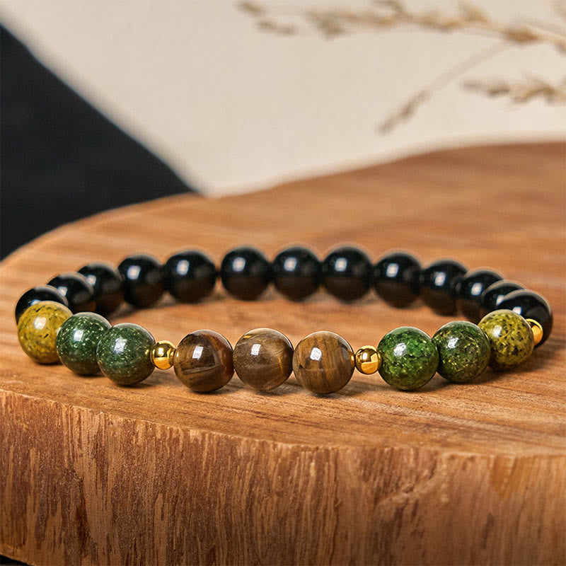 Turquoise Tiger Eye Beads Glass Balance Serenity Bracelet