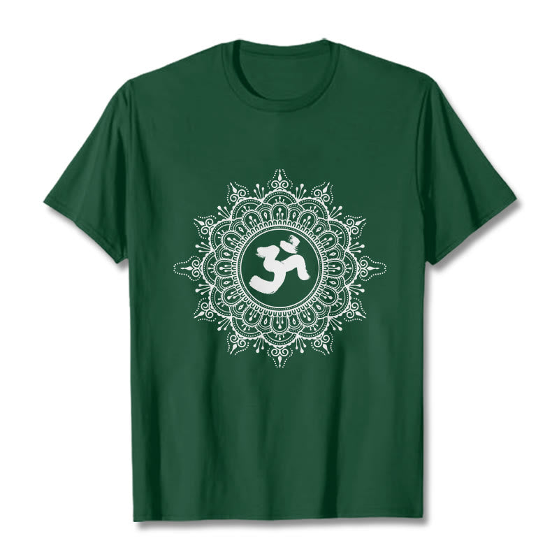 Symmetry Mandala Om Symbol Pattern Tee Cotton T-shirt